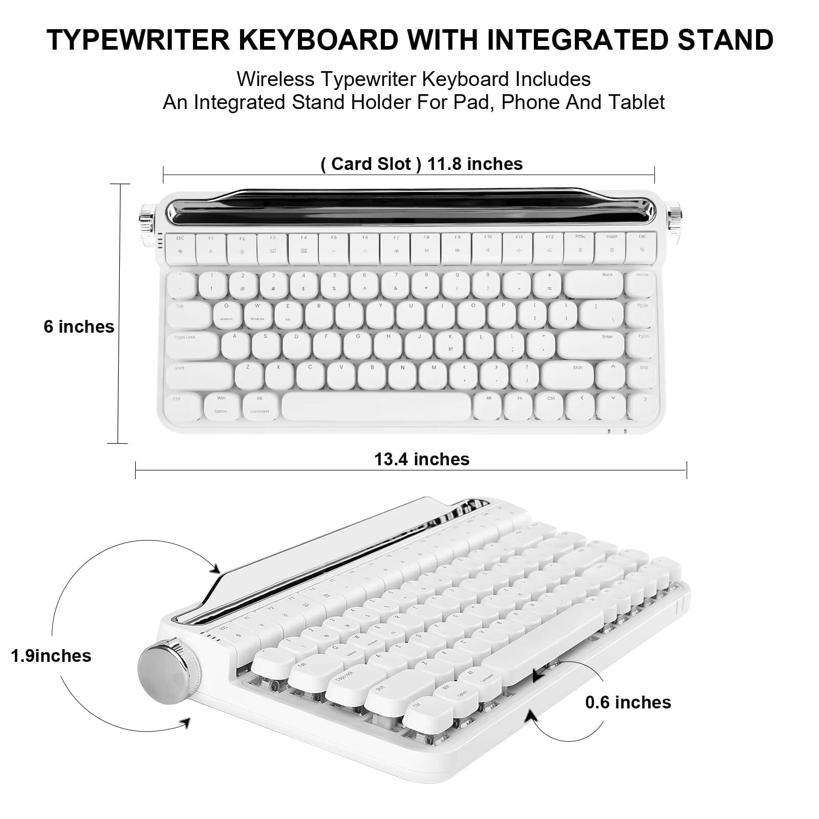 Actto B703 Wireless Bluetooth Keyboard Retro Typewriter Mechanical Gateron Outemu Switch iPad Keyboard With Holder - Bear Hugs