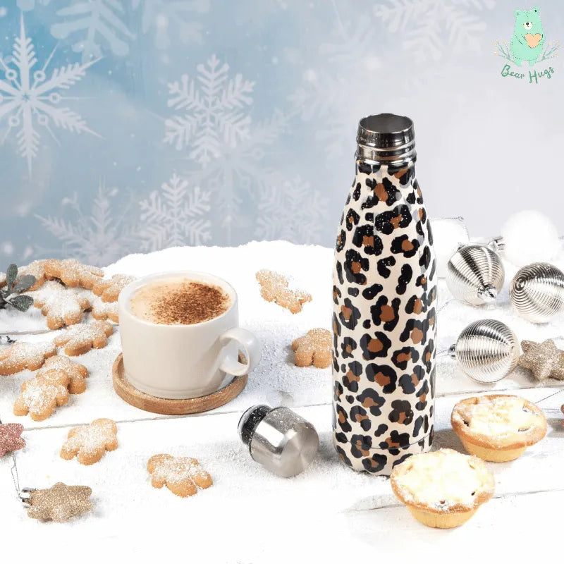 Animal Print Cola Metal Water Bottle (500 ml) - Bear Hugs