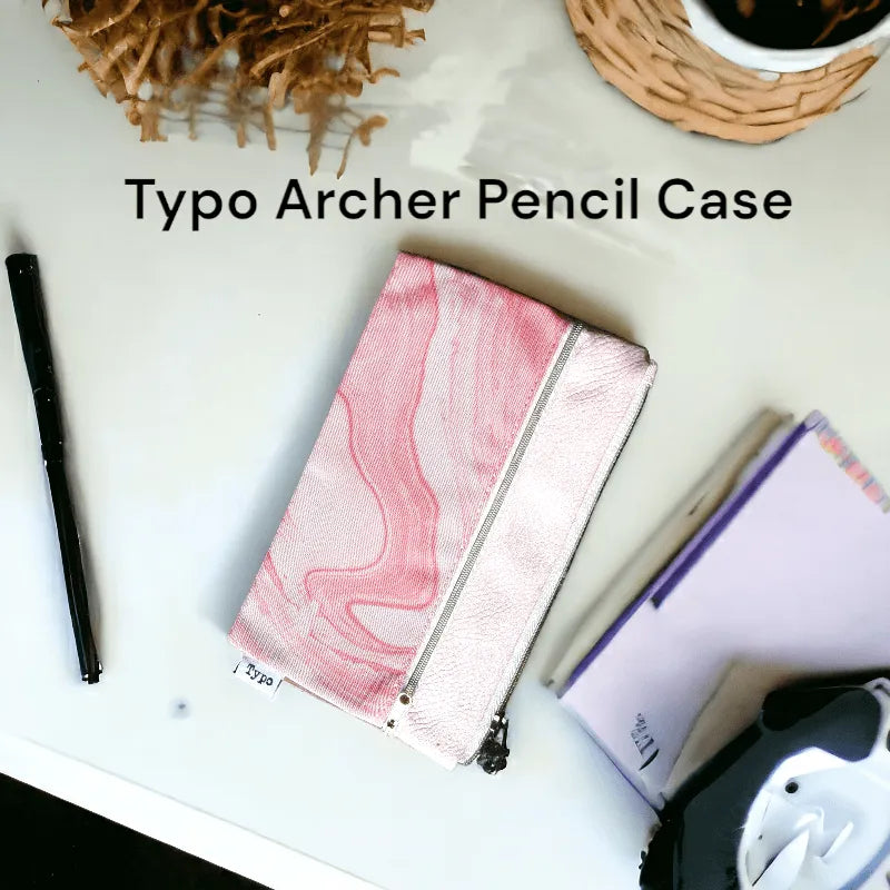 Archer Pencil Case Pink Marble - Bear Hugs