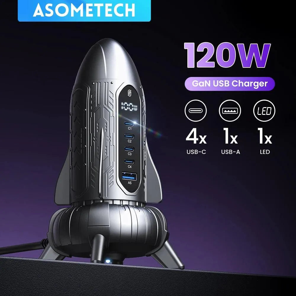 Asometech Rocket 120W GaN Fast Charging Station - Bear Hugs