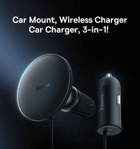 Baseus 40W Magnetic Car Wireless Charger Phone Stand - Bear Hugs