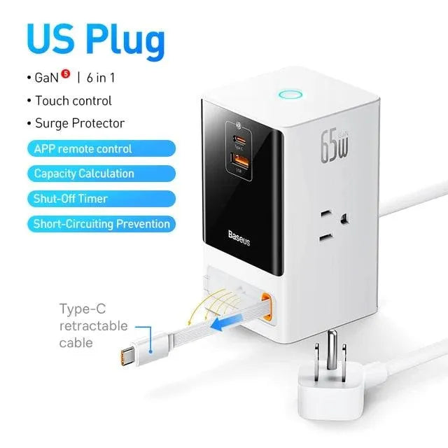 Baseus 65W GaN Fast Charger Desktop Power Strip - Bear Hugs