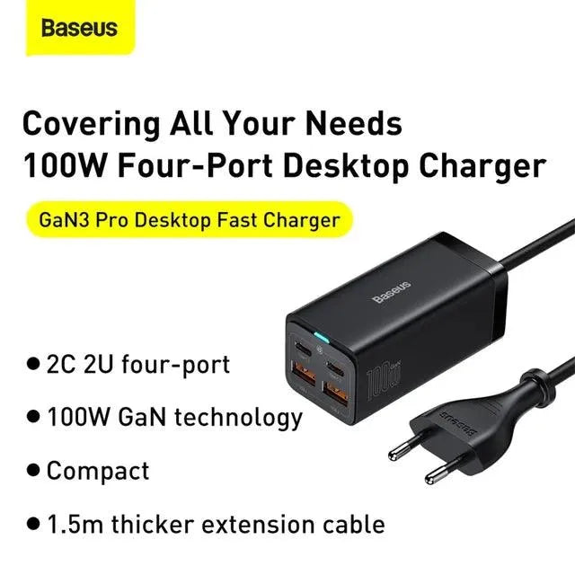 Baseus GaN QC 4.0 Desktop Charger 65W & 100W Models - Bear Hugs