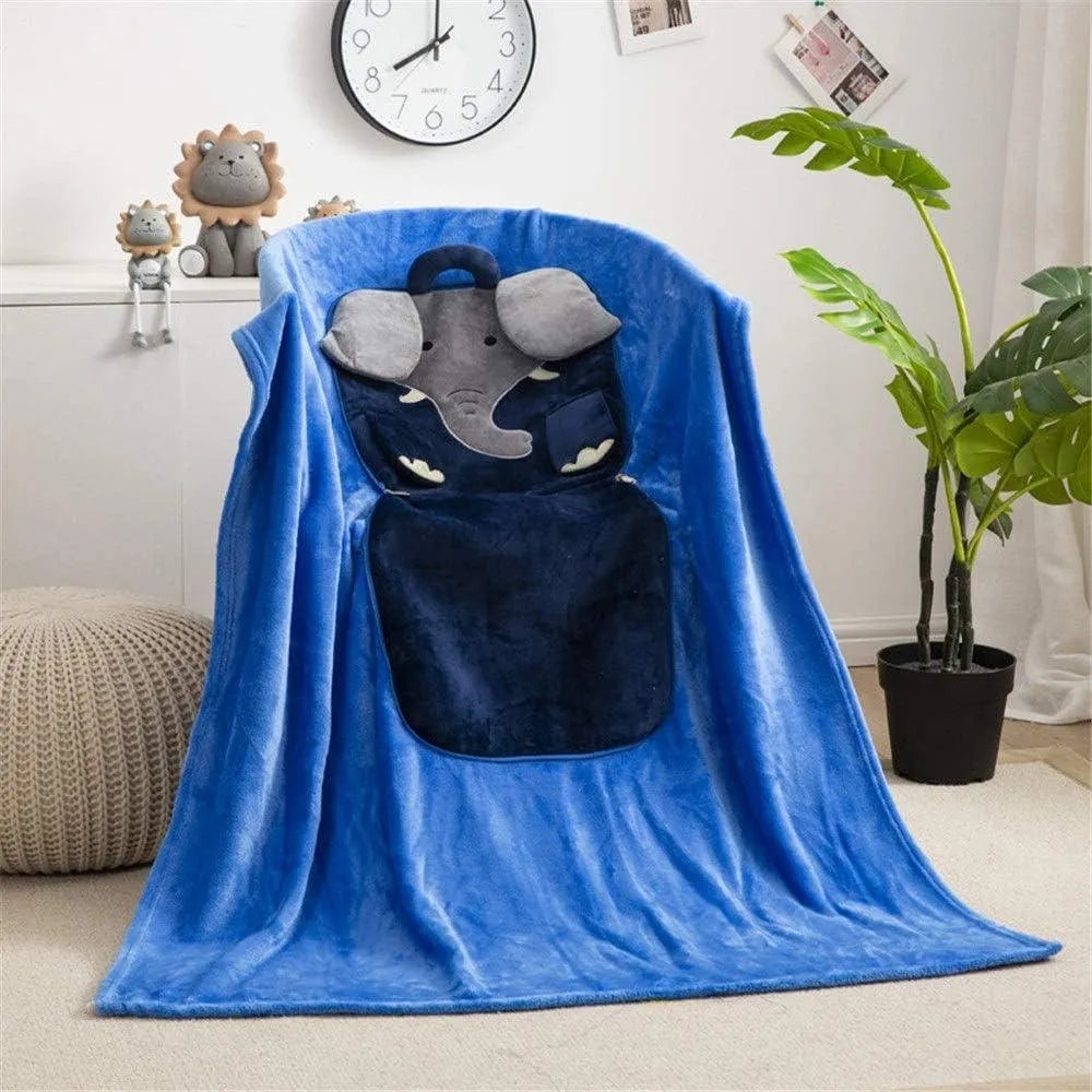 Blanket Multifunctional Soft Pillow Cushion- Elephant - Bear Hugs