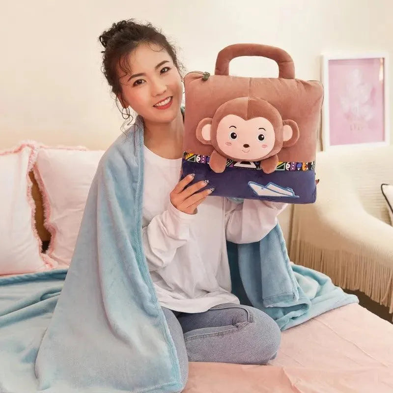 Blanket Multifunctional Soft Pillow Cushion- Monkey - Bear Hugs