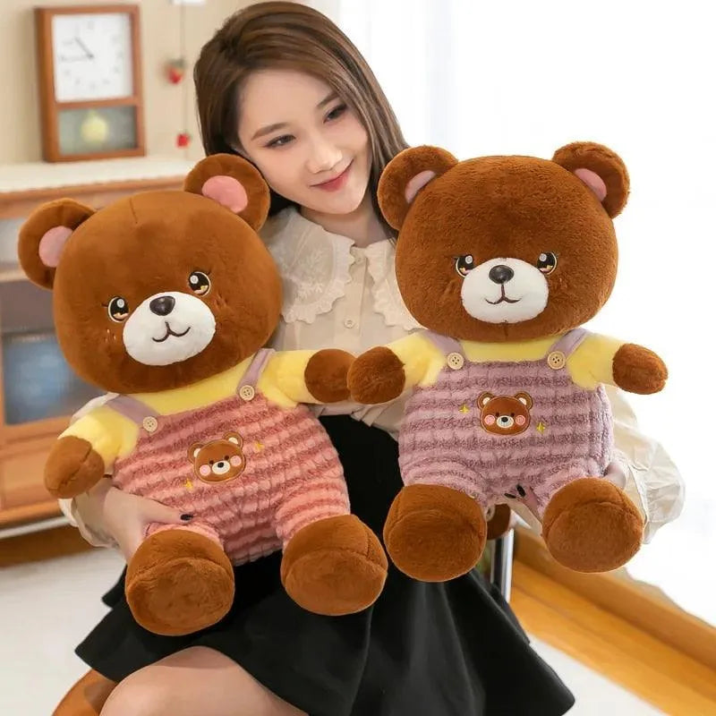 Brown Dungaree Bear Plushie - Bear Hugs