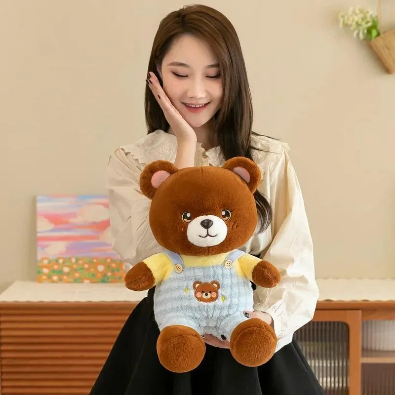 Brown Dungaree Bear Plushie - Bear Hugs