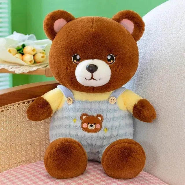 Brown Dungaree Bear Plushie - Bear Hugs