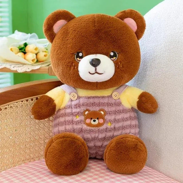 Brown Dungaree Bear Plushie - Bear Hugs