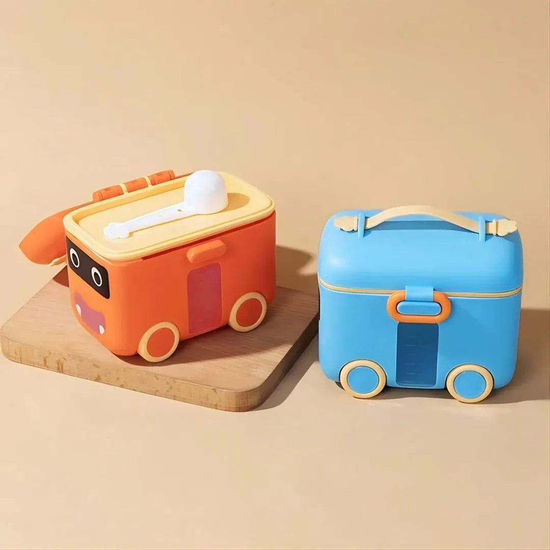 Bus Shaped Baby Food Storage Container With Spoon - Bear Hugs