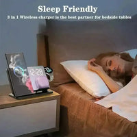 3 in 1 Wireless Charger Stand with Alarm Clock - Bear Hugs