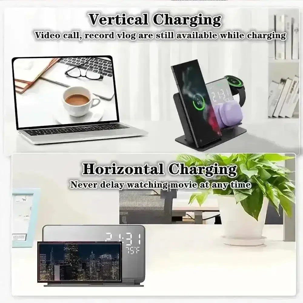 3 in 1 Wireless Charger Stand with Alarm Clock - Bear Hugs