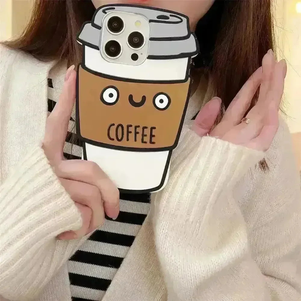 iPhone 15 / Brown 3D Coffee Cup Phone Case (For iPhones)