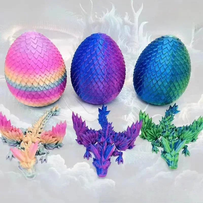 3D Printed Gradient Flying Dragon With Egg - Bear Hugs