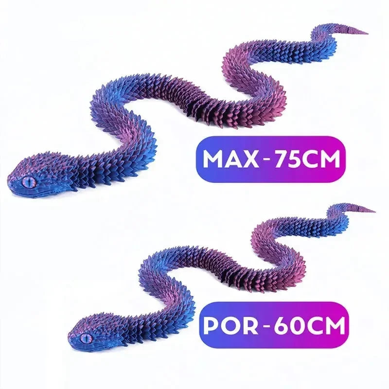 3D Printed Snake Figurine Movable Joint Model - Bear Hugs