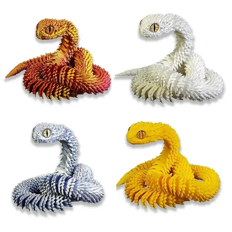 3D Printed Snake Figurine Movable Joint Model - Bear Hugs