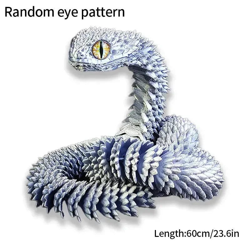 3D Printed Snake Figurine Movable Joint Model - Bear Hugs