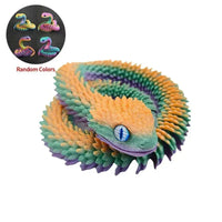 3D Printed Snake Figurine Movable Joint Model - Bear Hugs