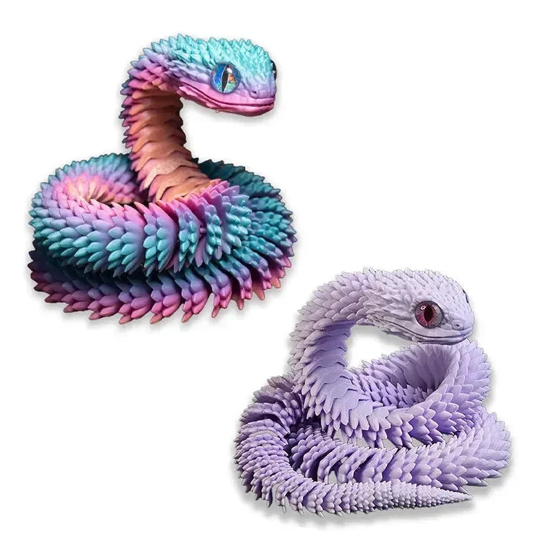 3D Printed Snake Figurine Movable Joint Model - Bear Hugs
