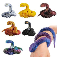 3D Printed Snake Figurine Movable Joint Model - Bear Hugs