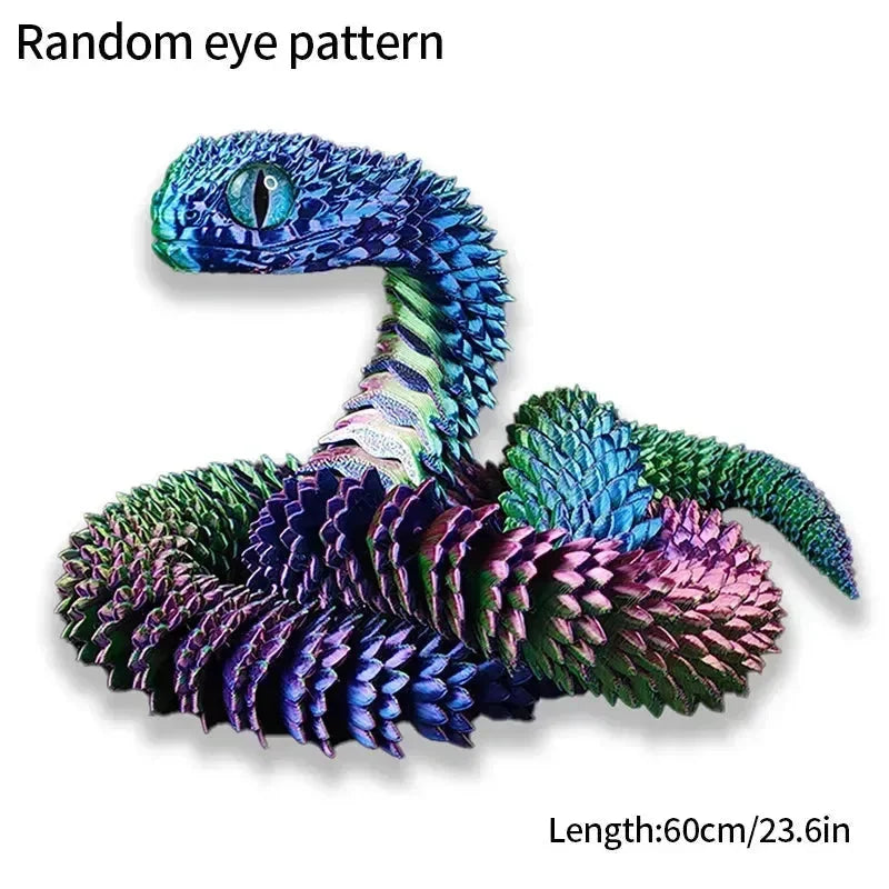3D Printed Snake Figurine Movable Joint Model - Bear Hugs