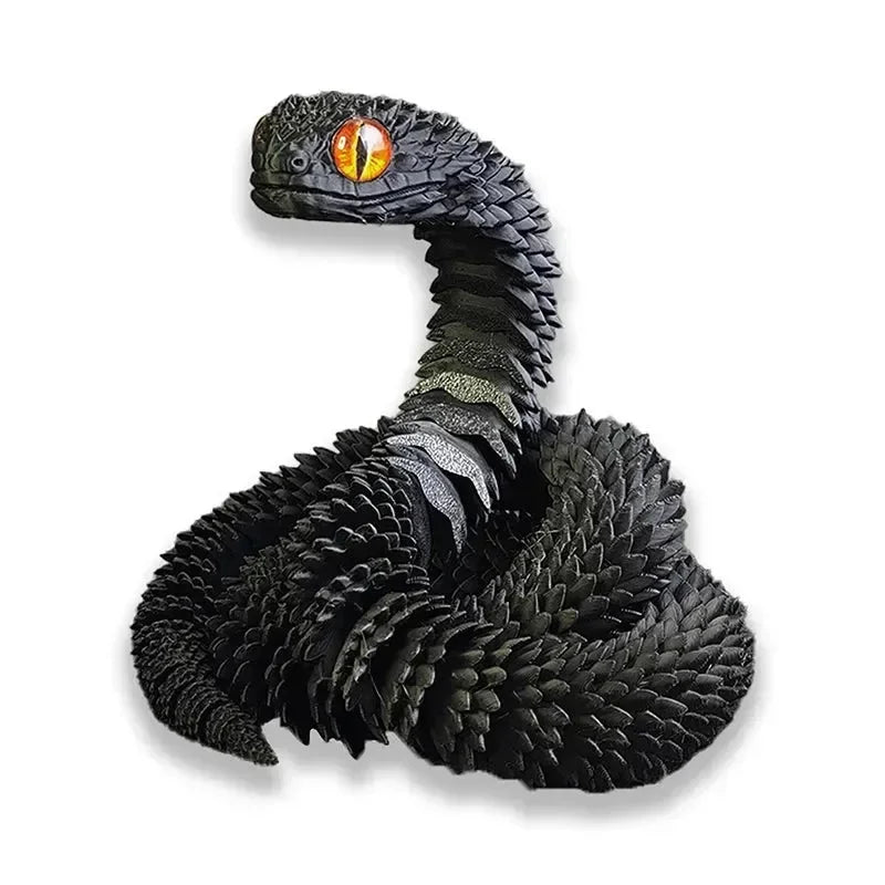 3D Printed Snake Figurine Movable Joint Model - Bear Hugs