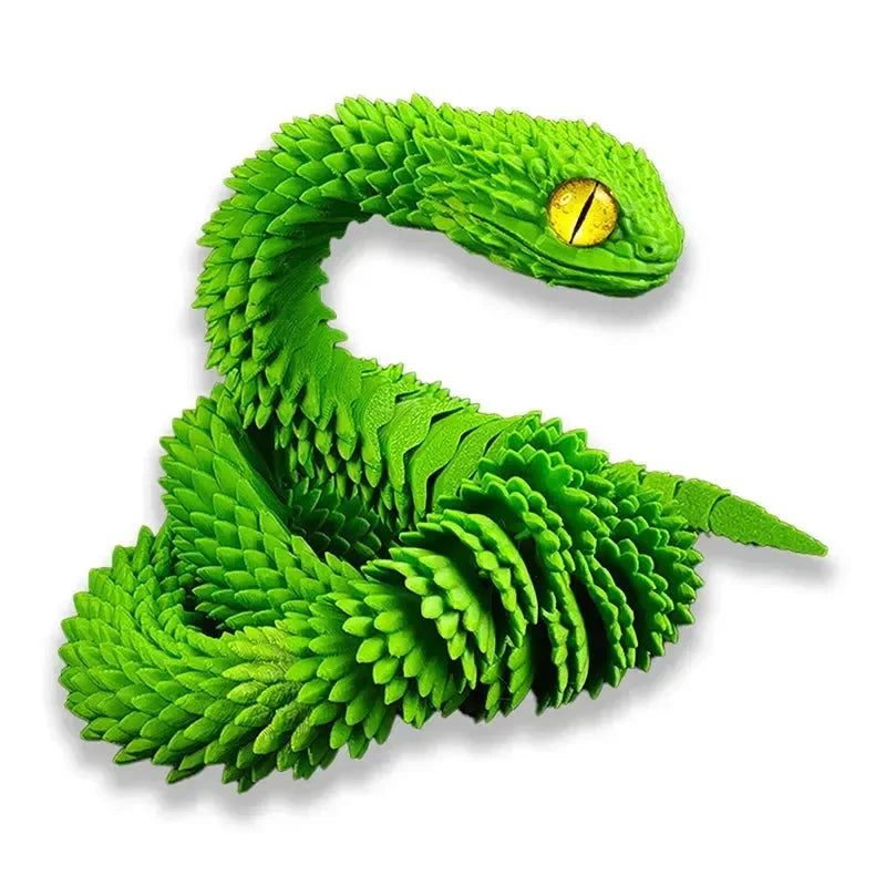 3D Printed Snake Figurine Movable Joint Model - Bear Hugs