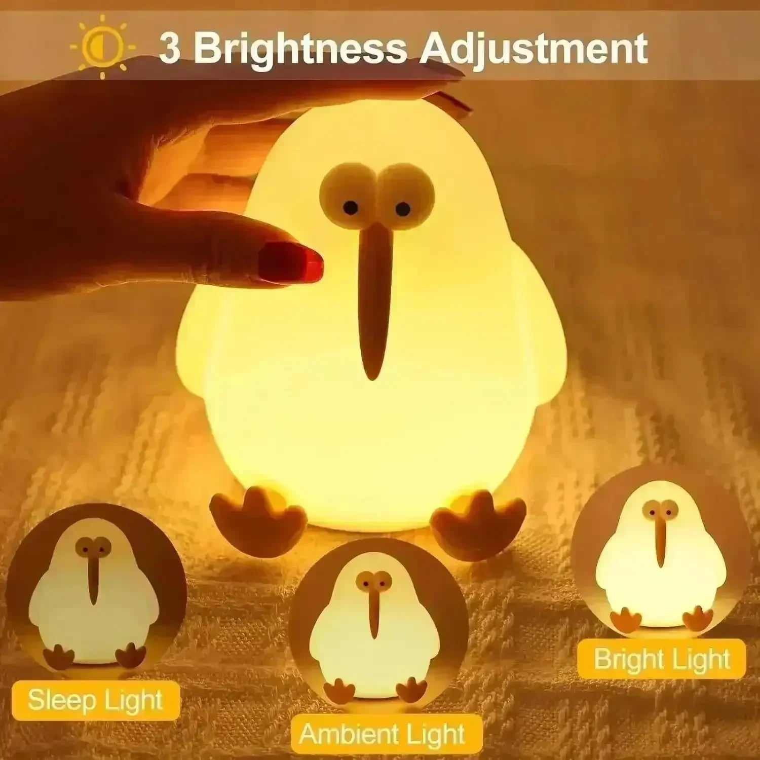3D Silicone Kiwi LED Night Lamp - Bear Hugs