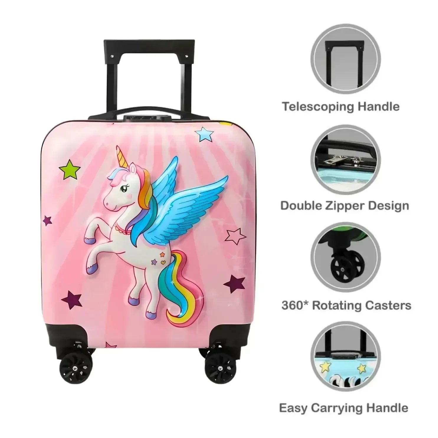 3D Unicorn Kids Check-in Suitcase - Bear Hugs