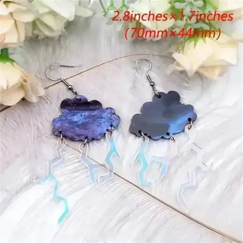 Acrylic Cloud and Lightning Earrings - Bear Hugs