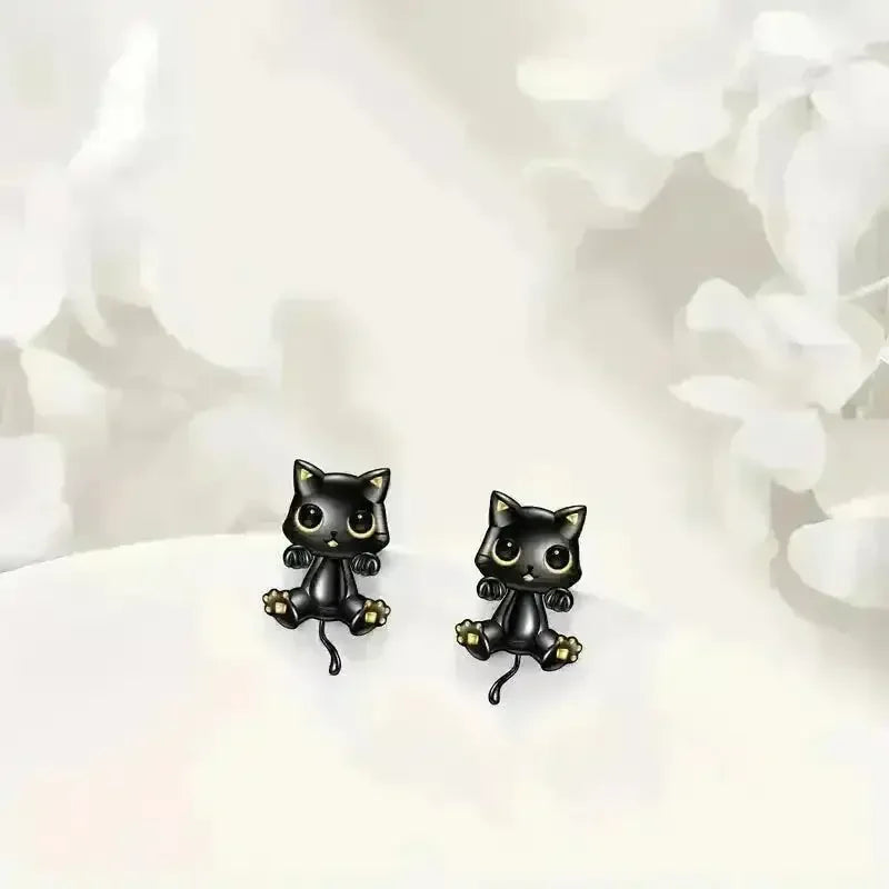 Adorable Black Kitty Stud Earrings - Bear Hugs