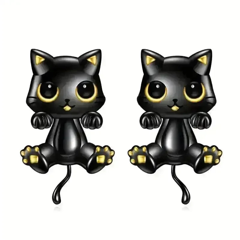 Adorable Black Kitty Stud Earrings - Bear Hugs