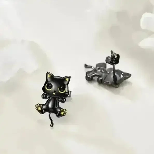 Adorable Black Kitty Stud Earrings - Bear Hugs