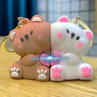 Affectionate Magnetic Bear Keychain - Bear Hugs
