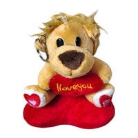 Animal Love Heart Plush Keychain - Bear Hugs