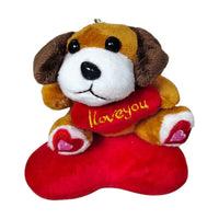 Animal Love Heart Plush Keychain - Bear Hugs