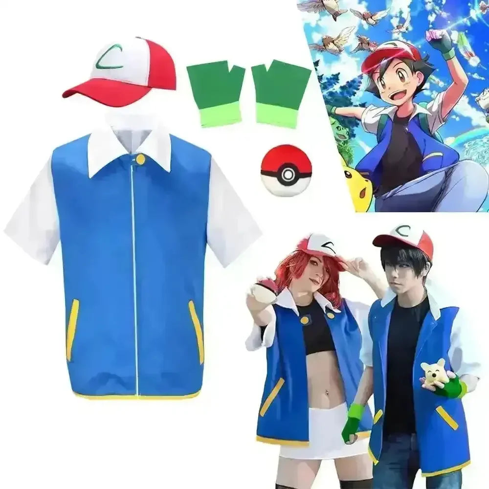 Anime Pokemon Ash Ketchum Cosplay Costume - Bear Hugs