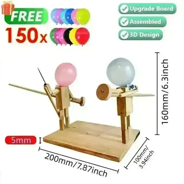 Jeu De Marionnettes D'Escrime En Bois Avec Ballons - Combat De Ballons Bambou Pour Fêtes En Famille