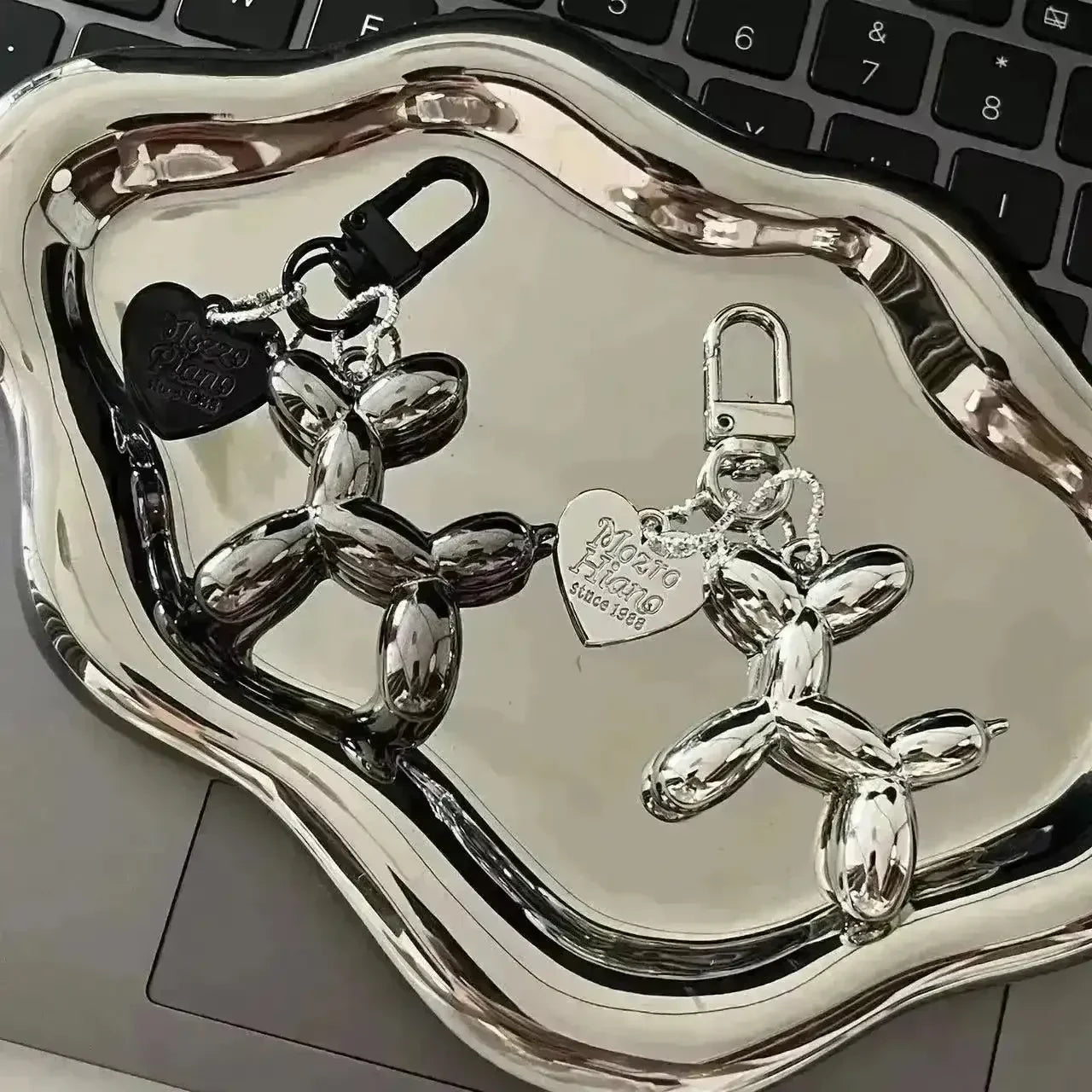 Balloon Heart Punk Dog Keychain - Bear Hugs