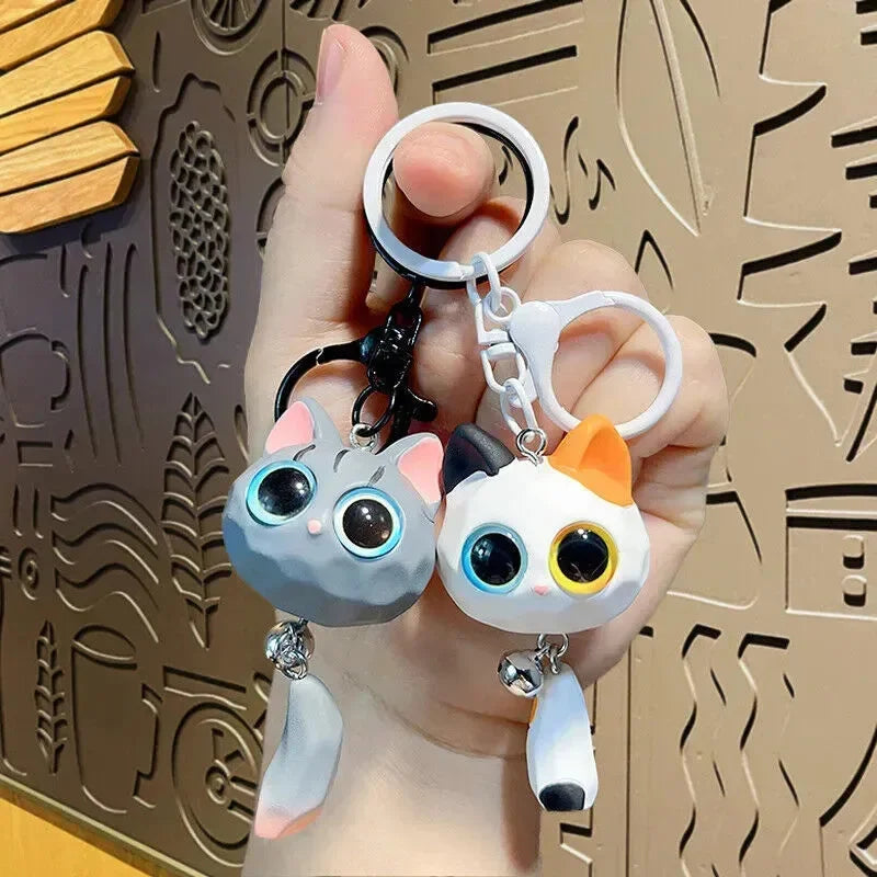 Big Eye Cat Head Keychain - Bear Hugs