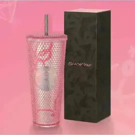 Black-Pink Starbucks Straw Cup (800 ml) - Bear Hugs