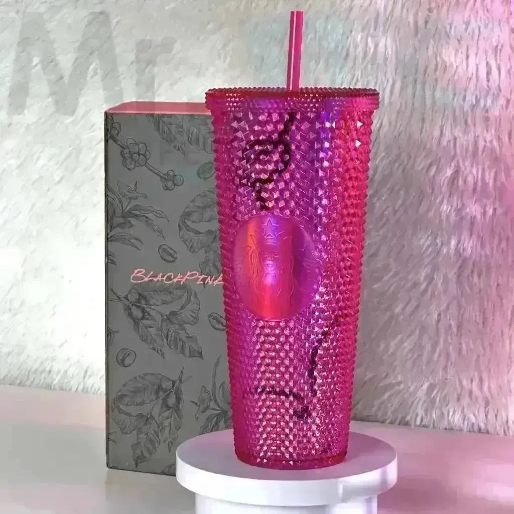 Black-Pink Starbucks Straw Cup (800 ml)