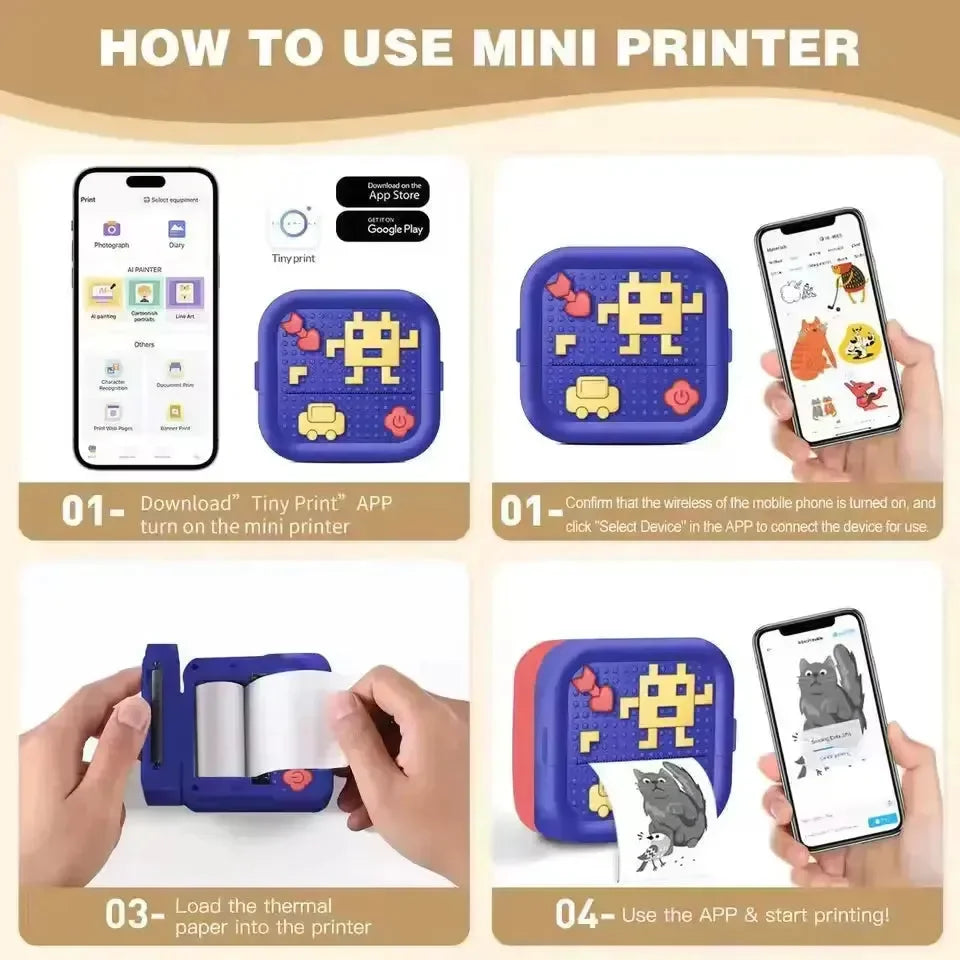 Blocks Print Thermal Printer - Bear Hugs