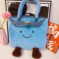 Blue Fuzzy Feels Kawaii Plush Bags - Bear Hugs