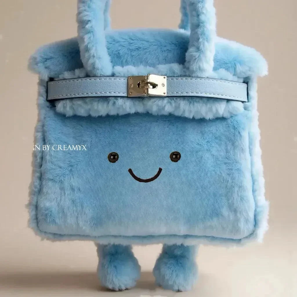 Blue Fuzzy Feels Kawaii Plush Bags - Bear Hugs