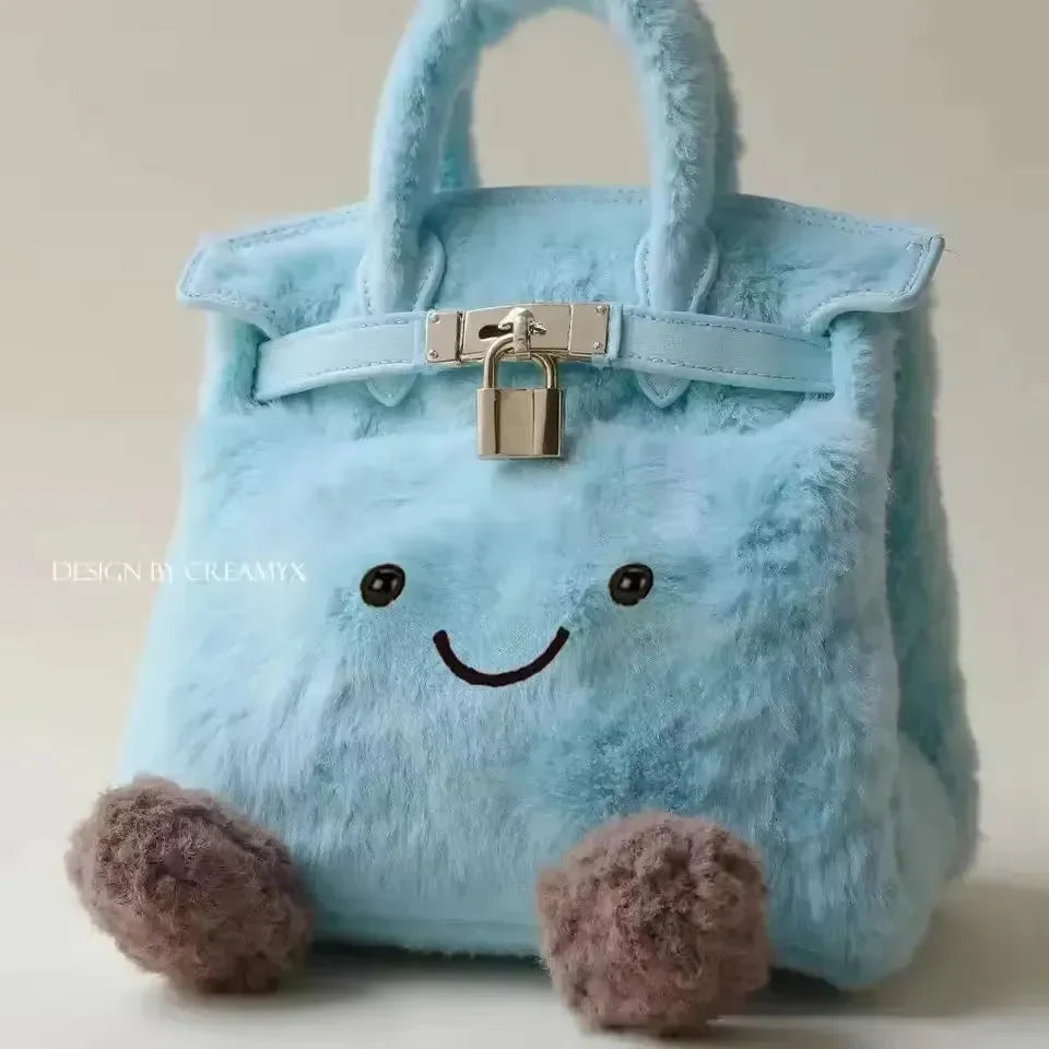 Blue Fuzzy Feels Kawaii Plush Bags - Bear Hugs