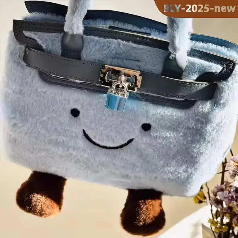 Blue Fuzzy Feels Kawaii Plush Bags - Bear Hugs