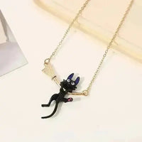Broom Black Cat Necklace - Bear Hugs