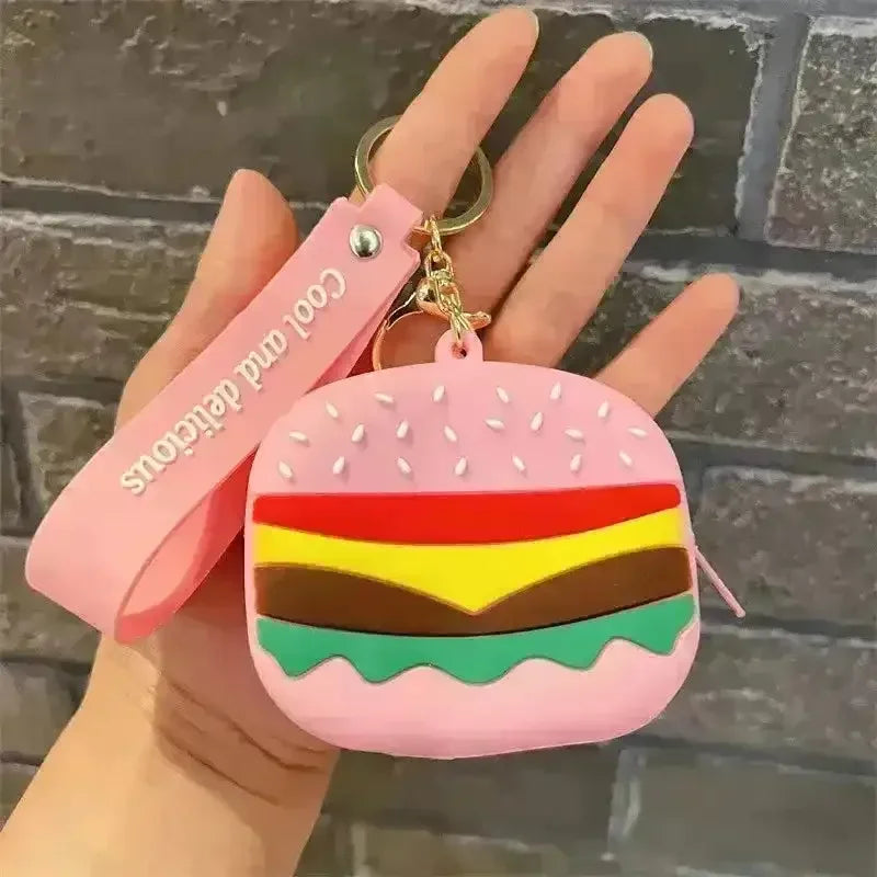 Burger Silicon Coin Pouch Keychain - Bear Hugs