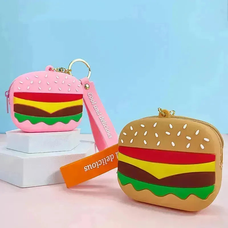 Burger Silicon Coin Pouch Keychain - Bear Hugs